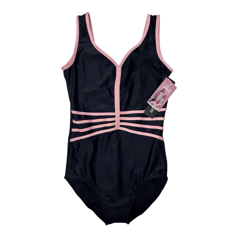 NWT Só Dança Cristal Leotard, black & petal pink, Adult 3XL